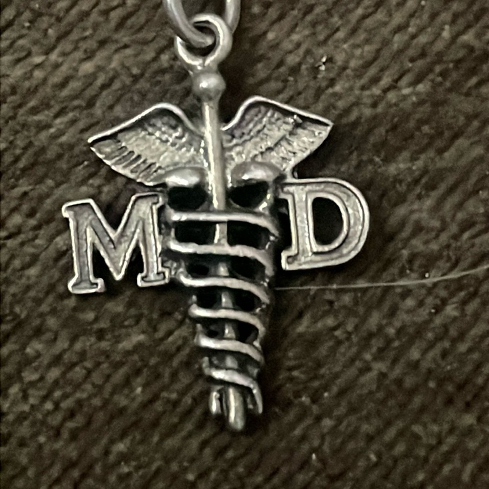 Sterling CHARM PENDANT real solid Silver Fine Jewelry vntg 1960s doctor caduceus